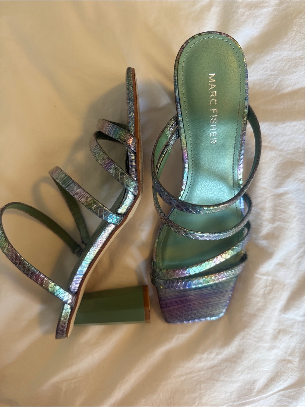 Marc Fisher Iridescent Multi-Color Strappy Heels - Picture 3 of 4